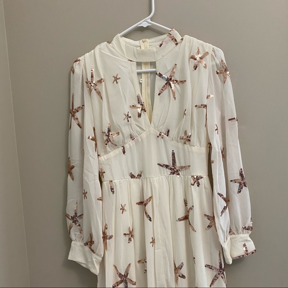 Chiffon Dress off White with Bead Work - Picture 7 of 13